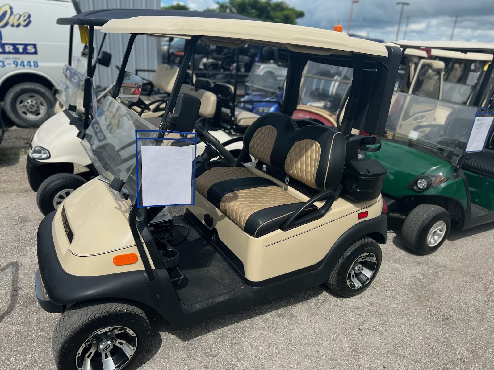2016 Club Car All American Beige LSV 2-passenger electric golf cart | Hole In One Golf Carts, Cape Coral, FL