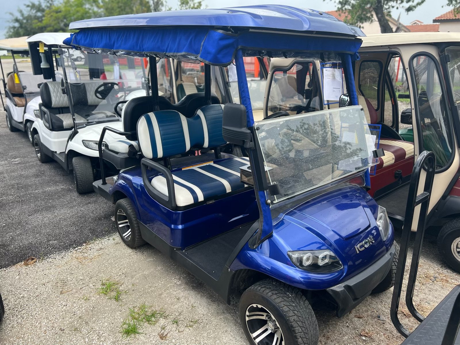 2020 ICON I40 Indigo Blue 4-passenger electric golf cart | Hole In One Golf Carts, Cape Coral, FL
