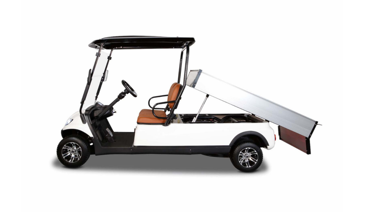 Utility golf cart with long cargo bed