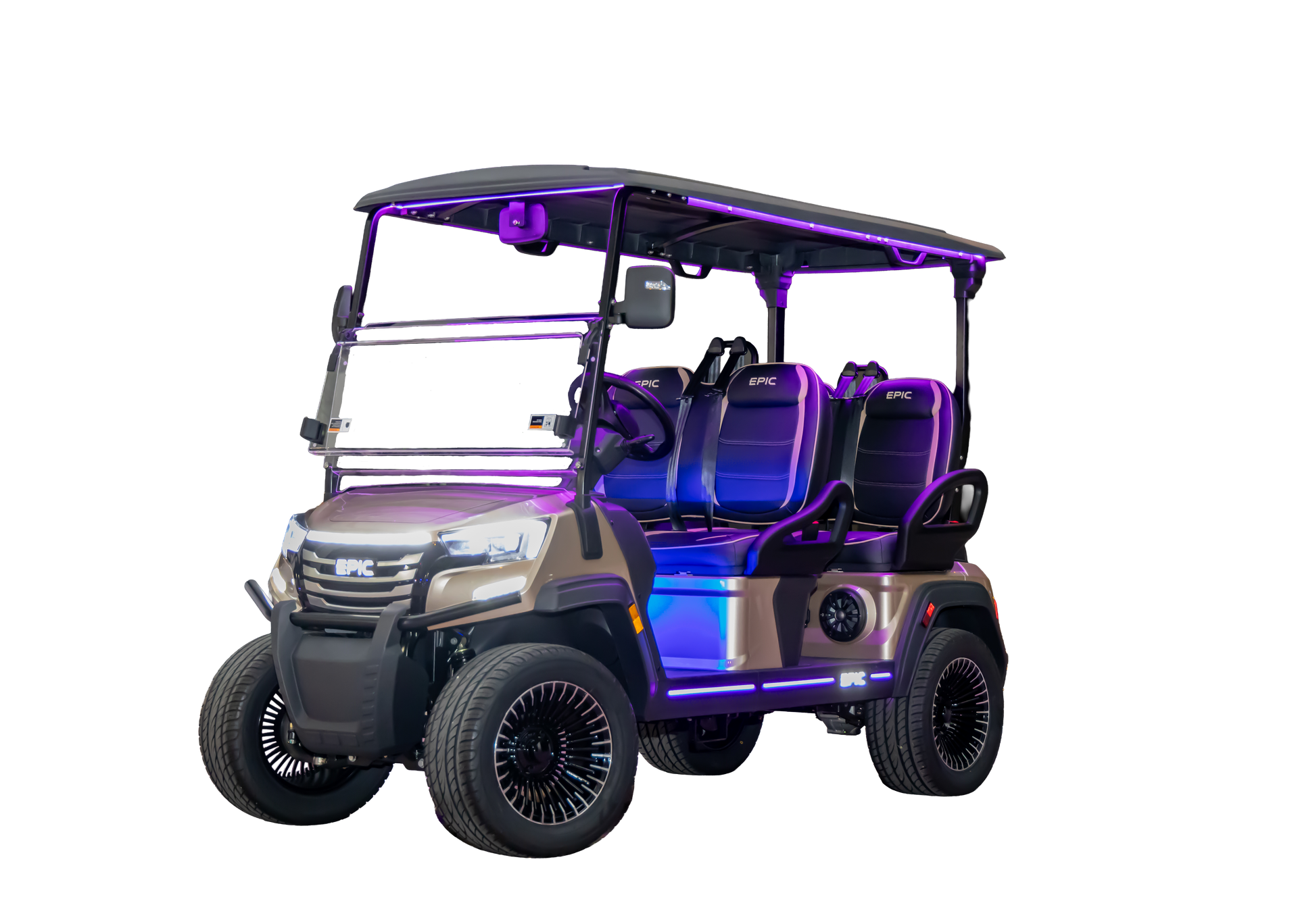 FX40 in Metallic Cashmere with canopy lights on | Hole In One Golf Carts Naples, FL