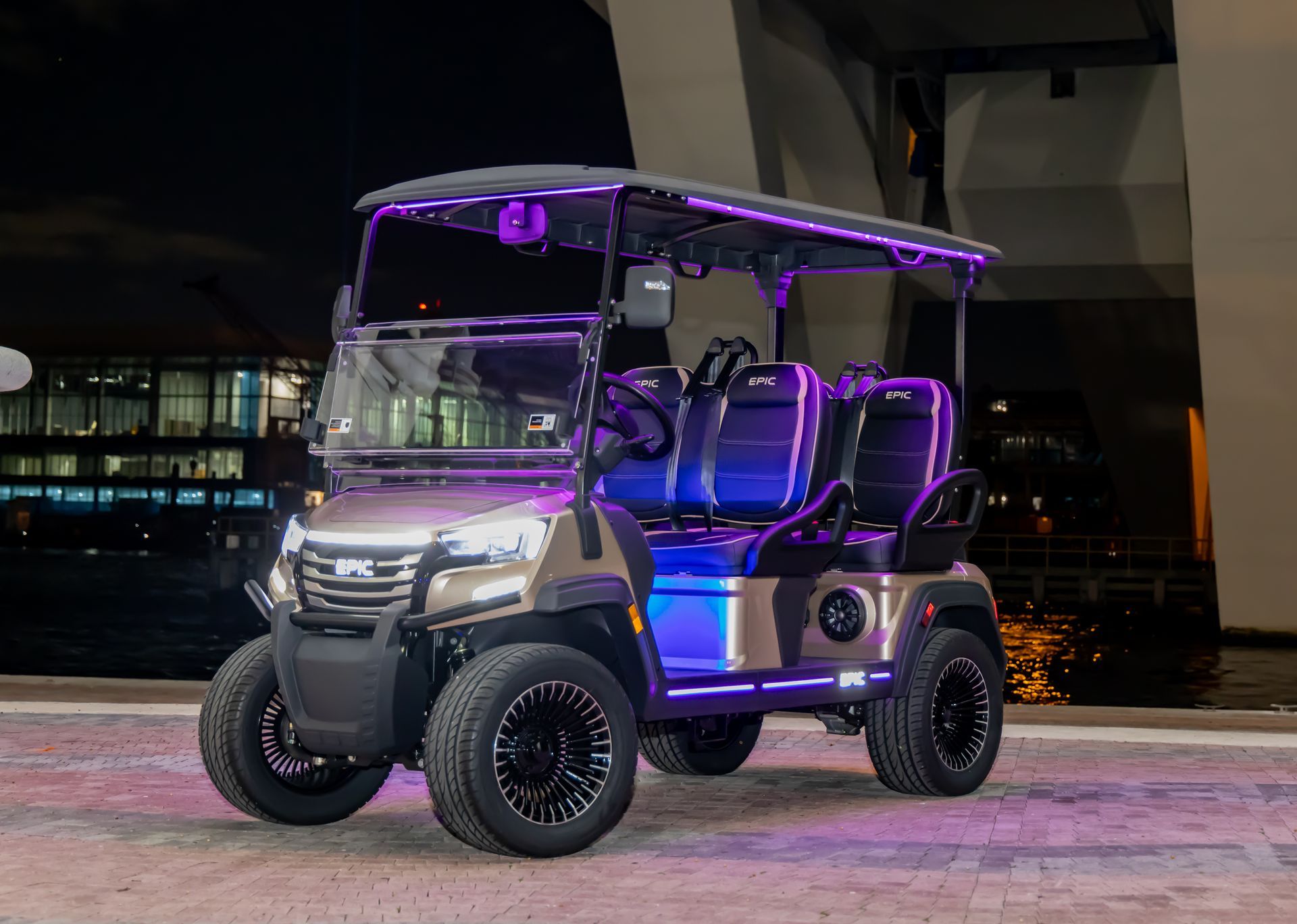 FX40 Cashmere forward-facing 4-passenger golf cart with canopy and underbody lights |
