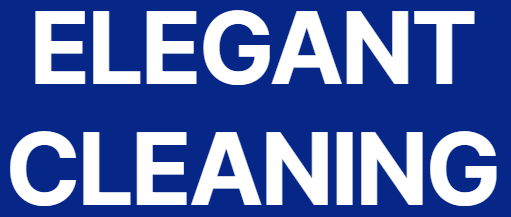 A blue sign that says elegant cleaning in white letters