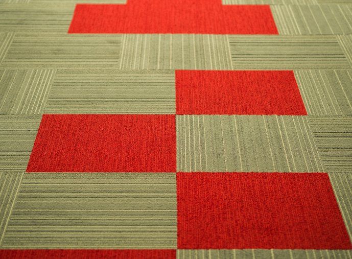 Modern tiled red grey pattern carpet