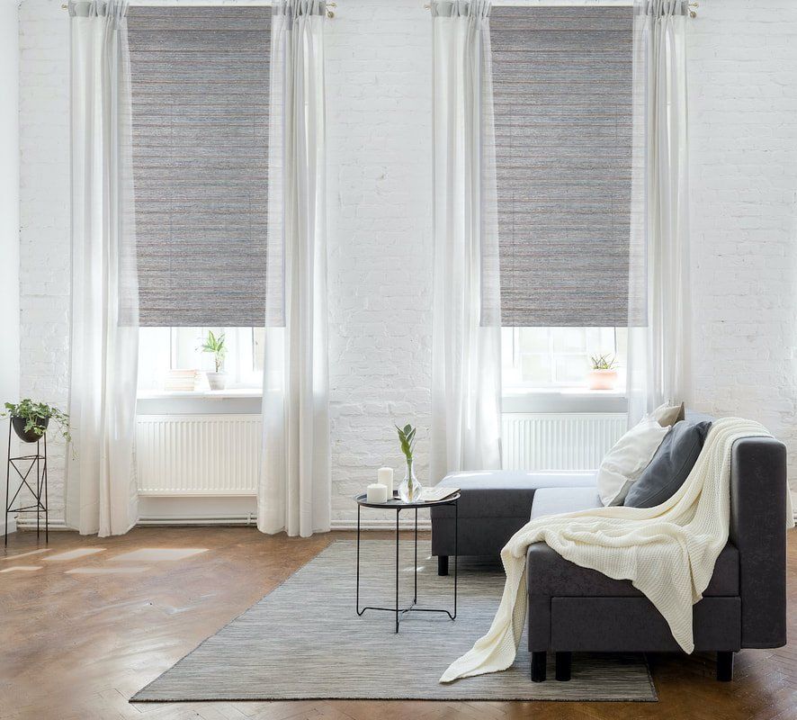 Grey Woven Shades in Del Mar, CA