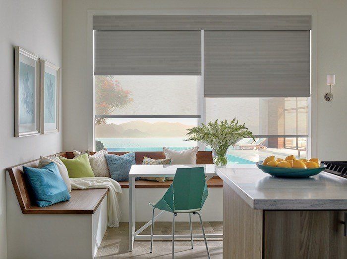 Dual Roller Shades with Valance - grey