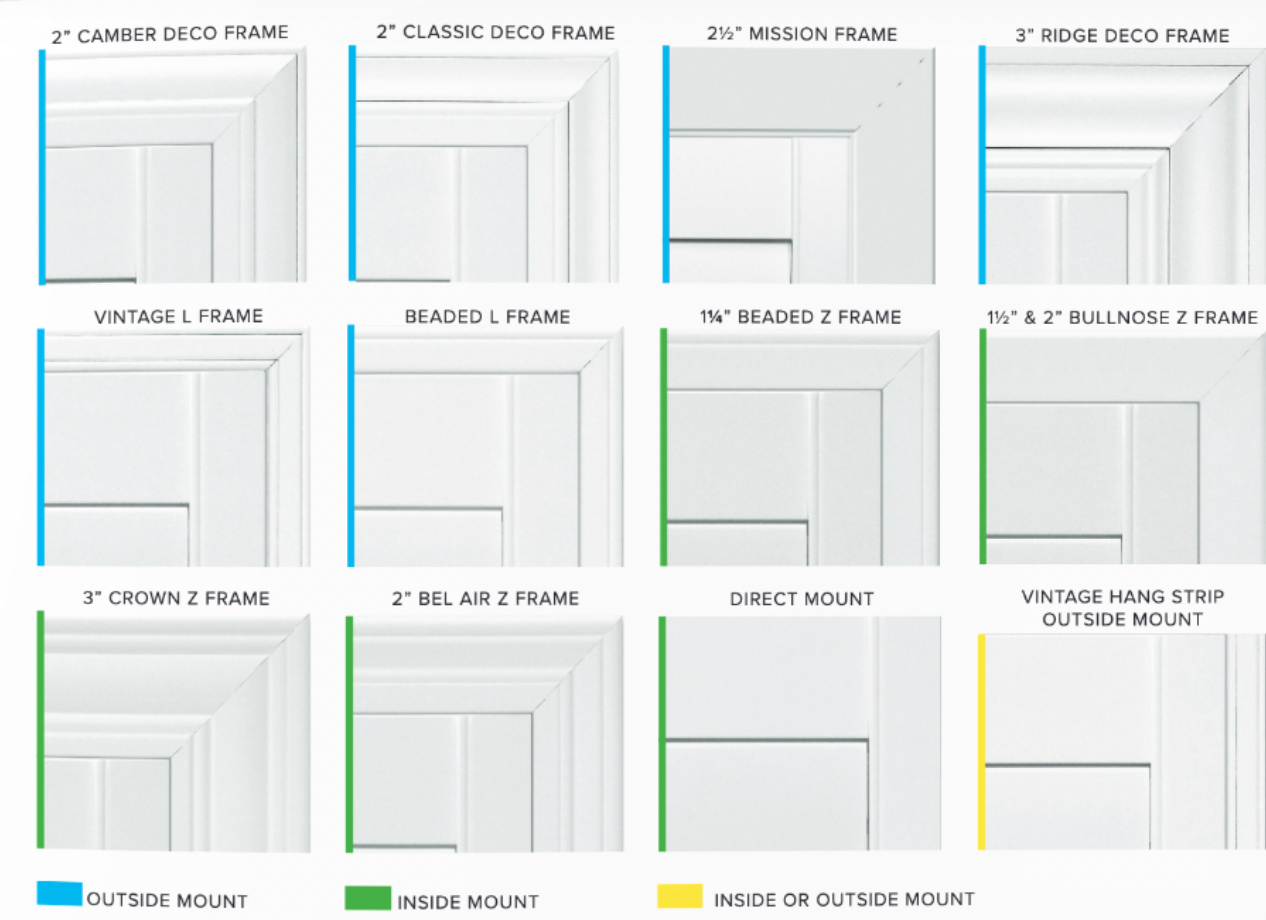 plantation shutters frame styles 