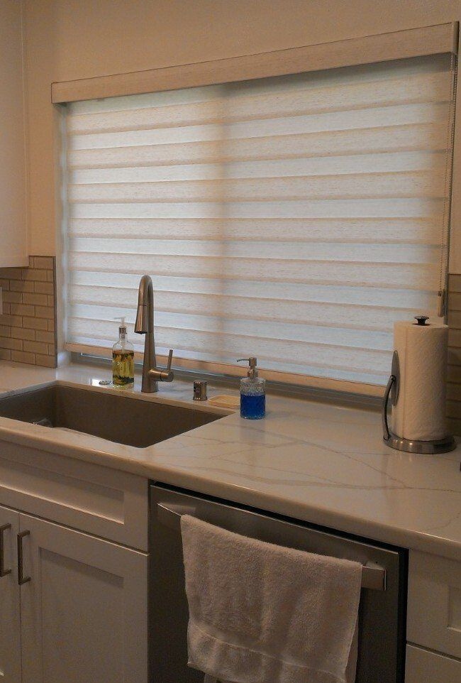 graber layered shades in kitchen