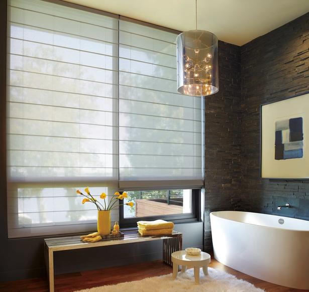 Allustra Roman Shades  in bathroom window