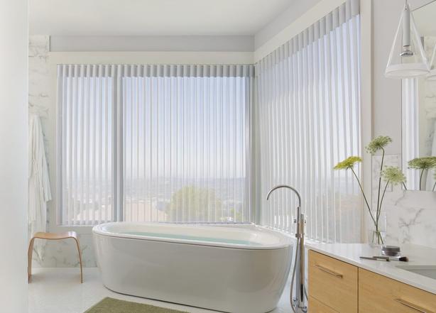 Vertical Sheers by Window Spaces - Carlsbad, CA  in bathroom window