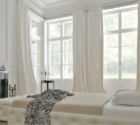White Crisp Curtains in bedroom