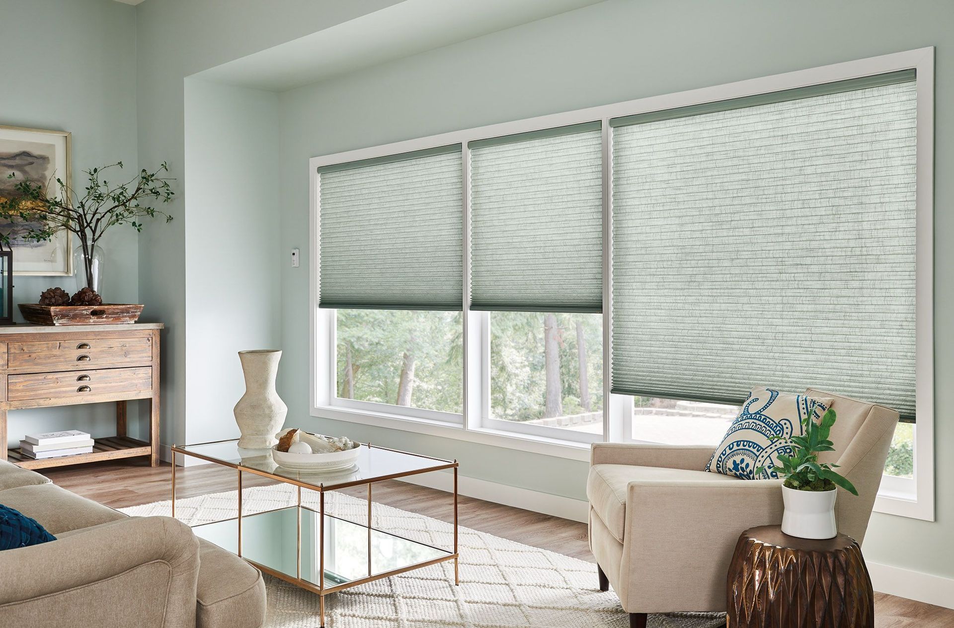 green cellular shades