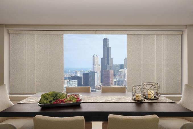 Hunter Douglas Skyline Panel Shades in dining room