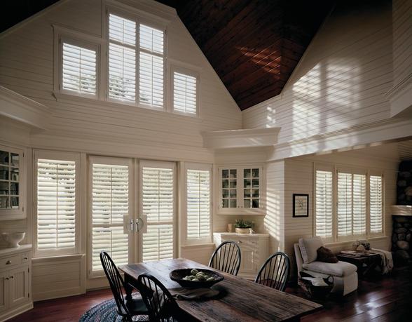 Plantation Shutters in dining room windows