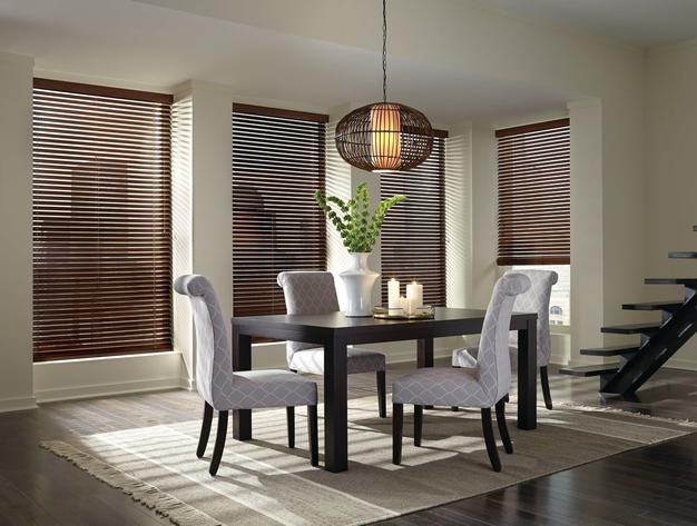 Wood Blinds in dining room windows