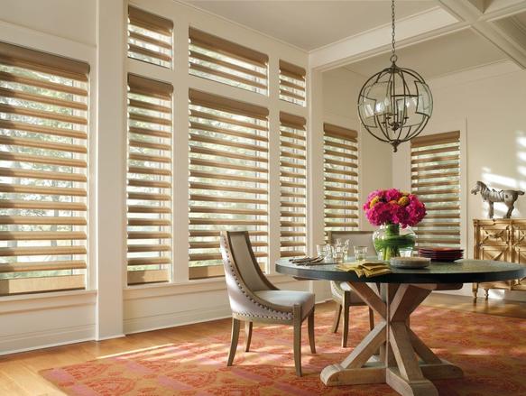 Wood Blinds in dining room windows