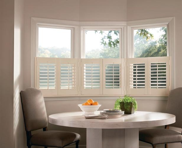 Cafe Style Shutters in dining area windows
