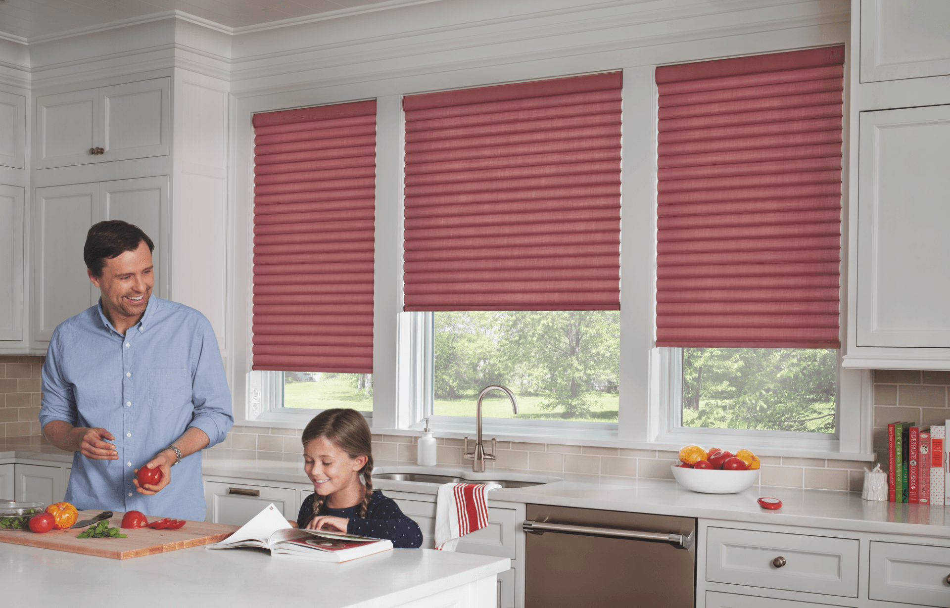red Shades in kitchen