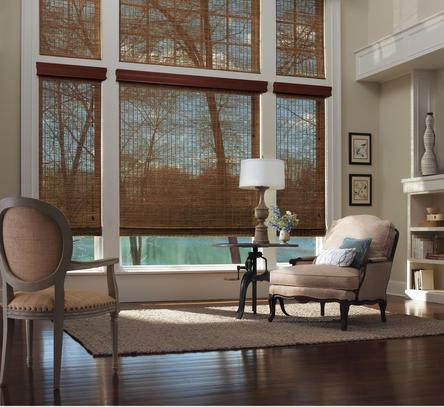 Natural ​Woven Textures Window Treatments in living room