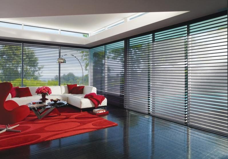​​Hunter Douglas Nantucket Shades in living room windows