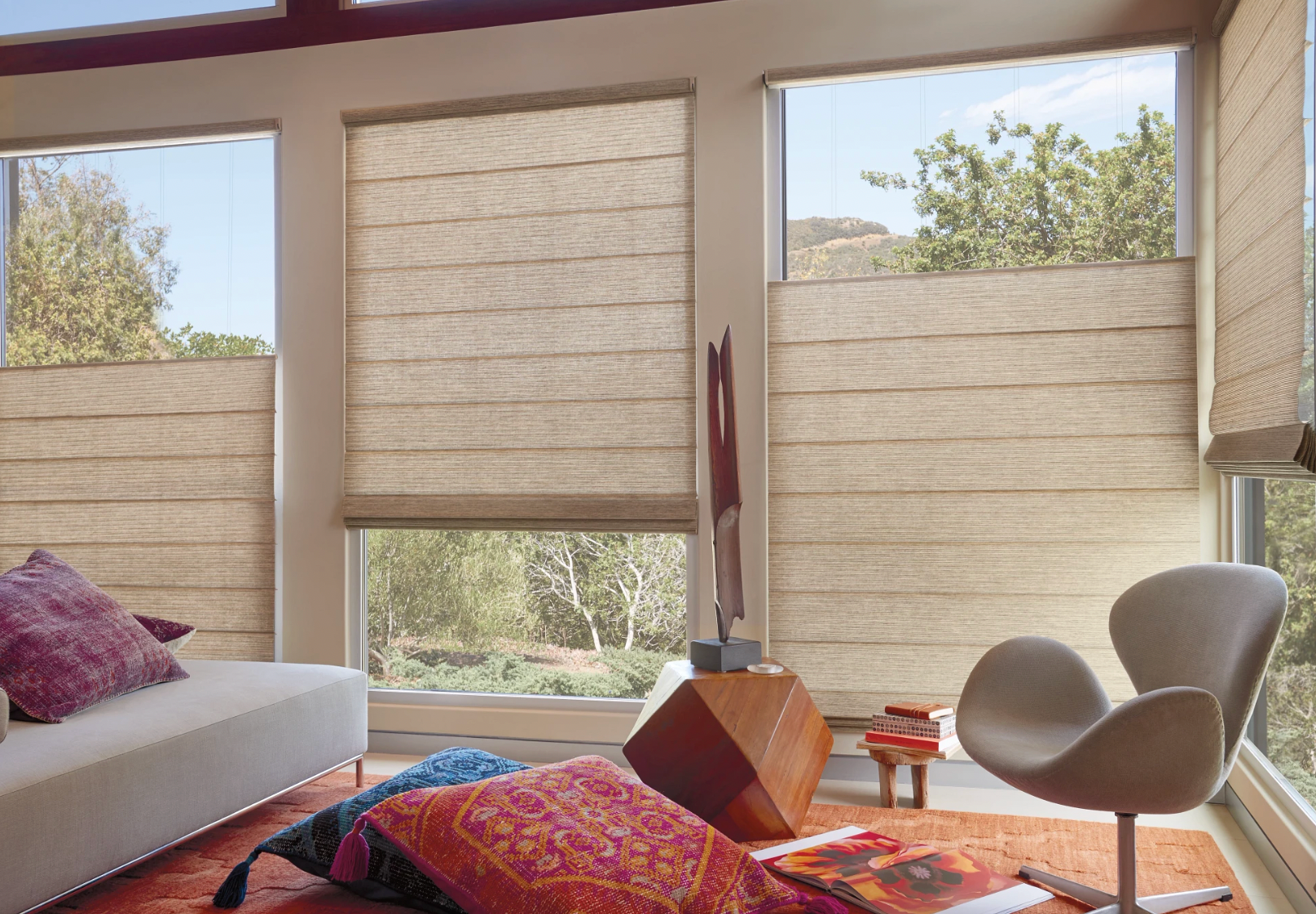 roman shades in living room