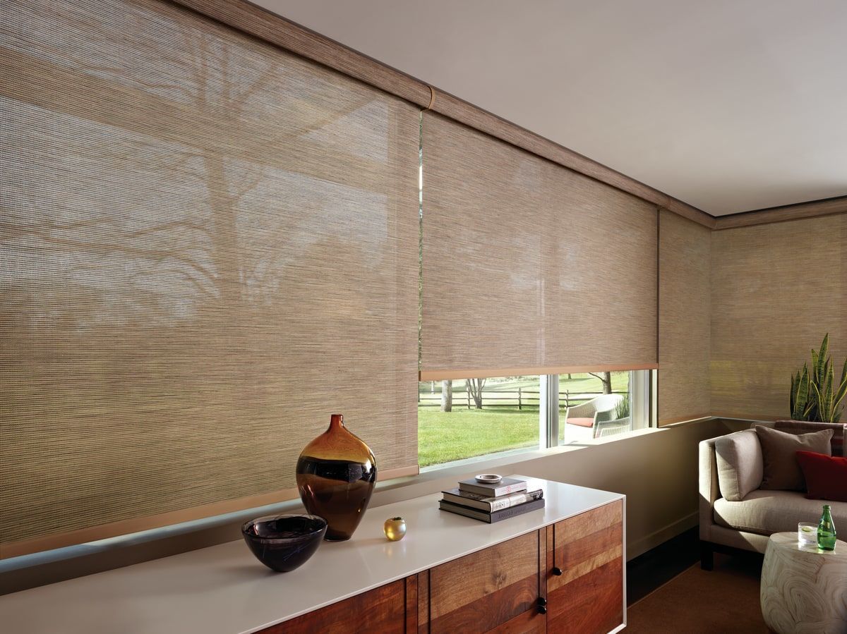 Designer Screen Shades in dining room