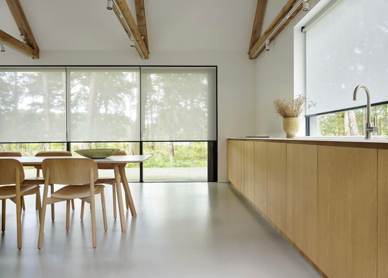 white solar shades 3% Open in dining room