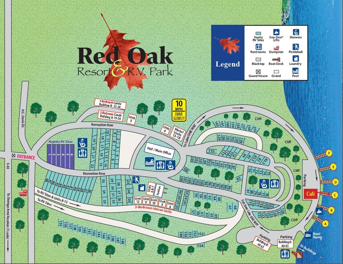 red oak travel park site map