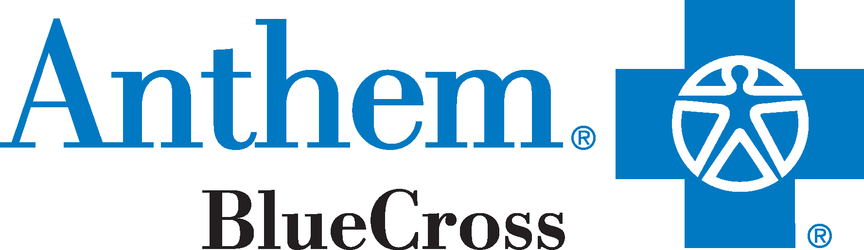 The logo for anthem bluecross is blue and white