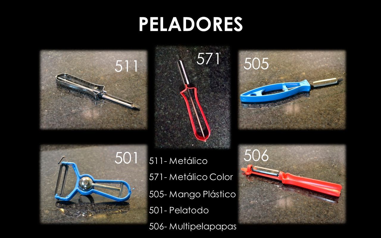 Cinco peladores diferentes con números de modelo (511, 571, 505, 501, 506) mostrados sobre un fondo oscuro.