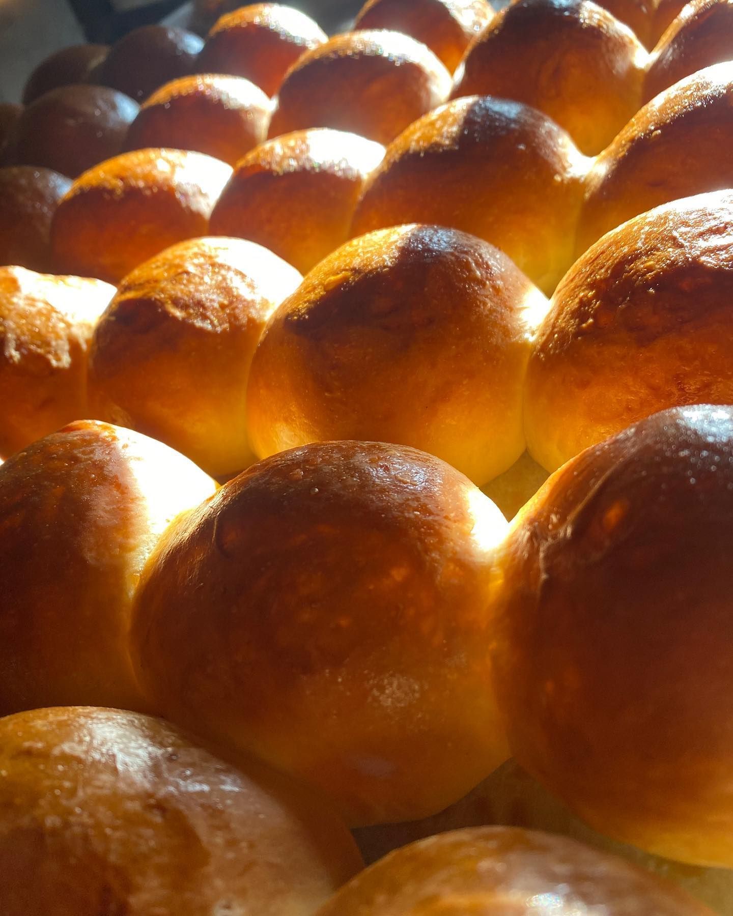 A bunch of rolls are sitting on top of each other