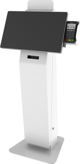 the Austin Payment Kiosk in white with a computer in landscape orientation