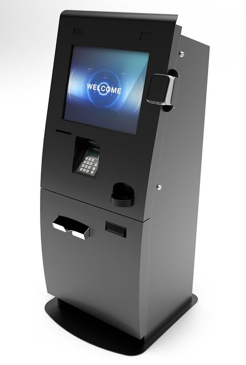 Illustration of three models of payment kiosks