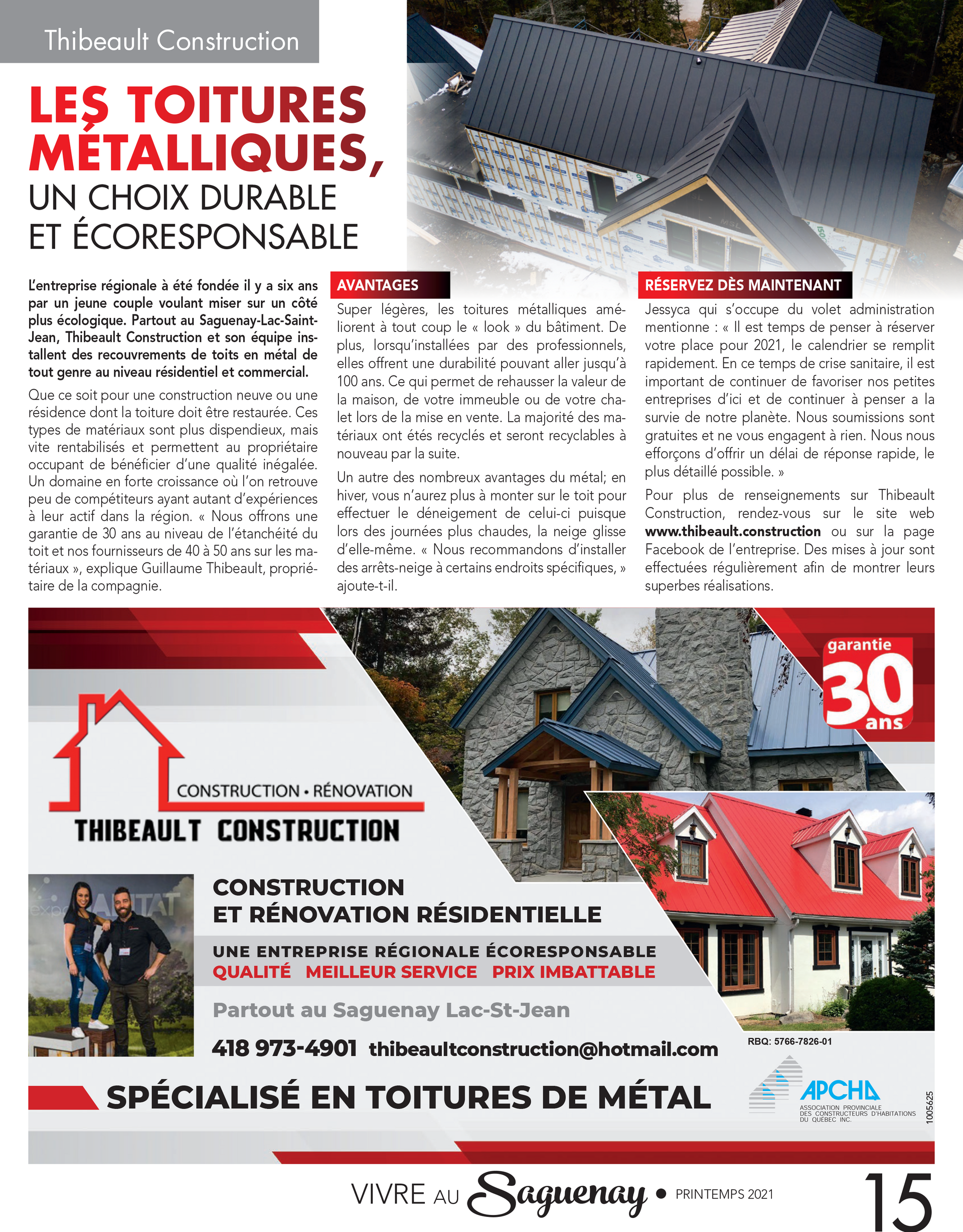 Publicité pour la promotion des toitures métalliques. Elle comporte le texte « Les Toitures Métalliques » et le logo de l'entreprise.