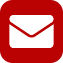 Carré rouge avec une icône d'enveloppe blanche.