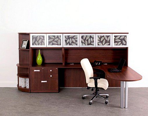 Conference Chair — Dark Brown Desk with White Chair in Fort Wayne, IN