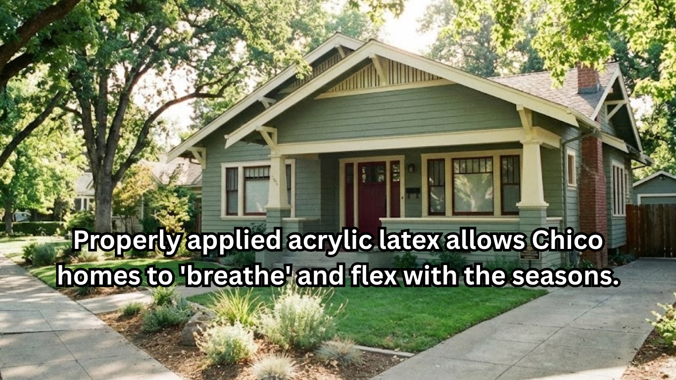 Properly applied acrylic latex allows Chico homes to 'breathe' and flex with the seasons.