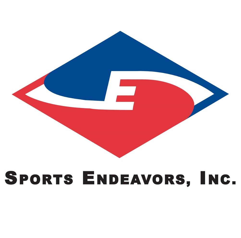 A red white and blue logo for sports endeavors inc.