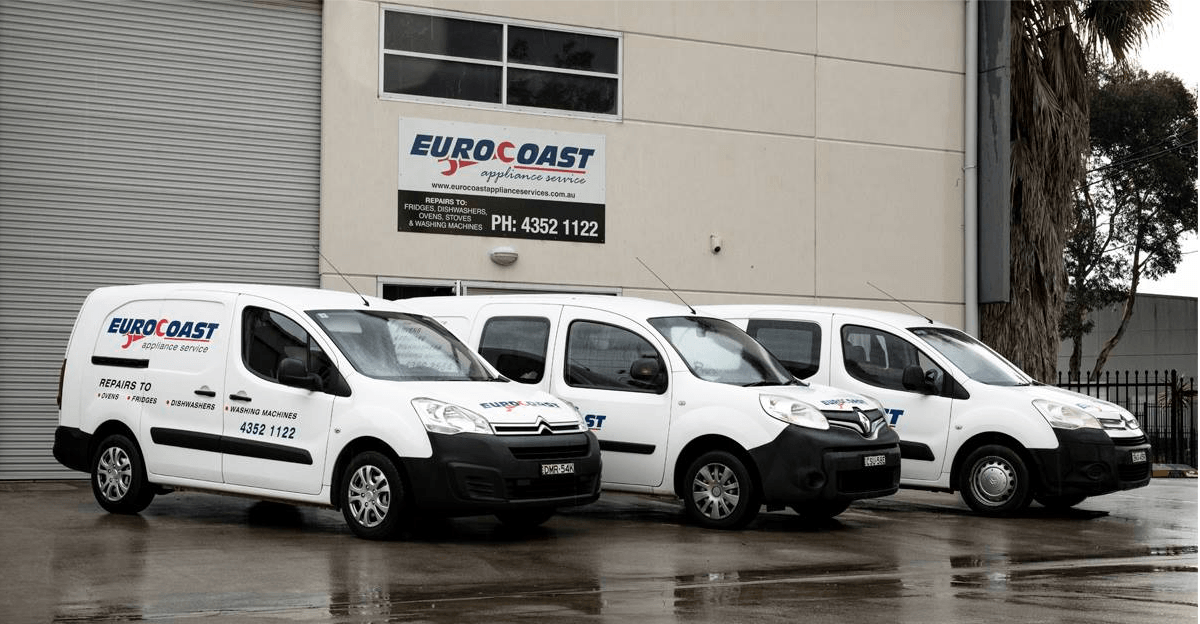 Work cars outside office — Appliance Repairs In Tuggerah, NSW