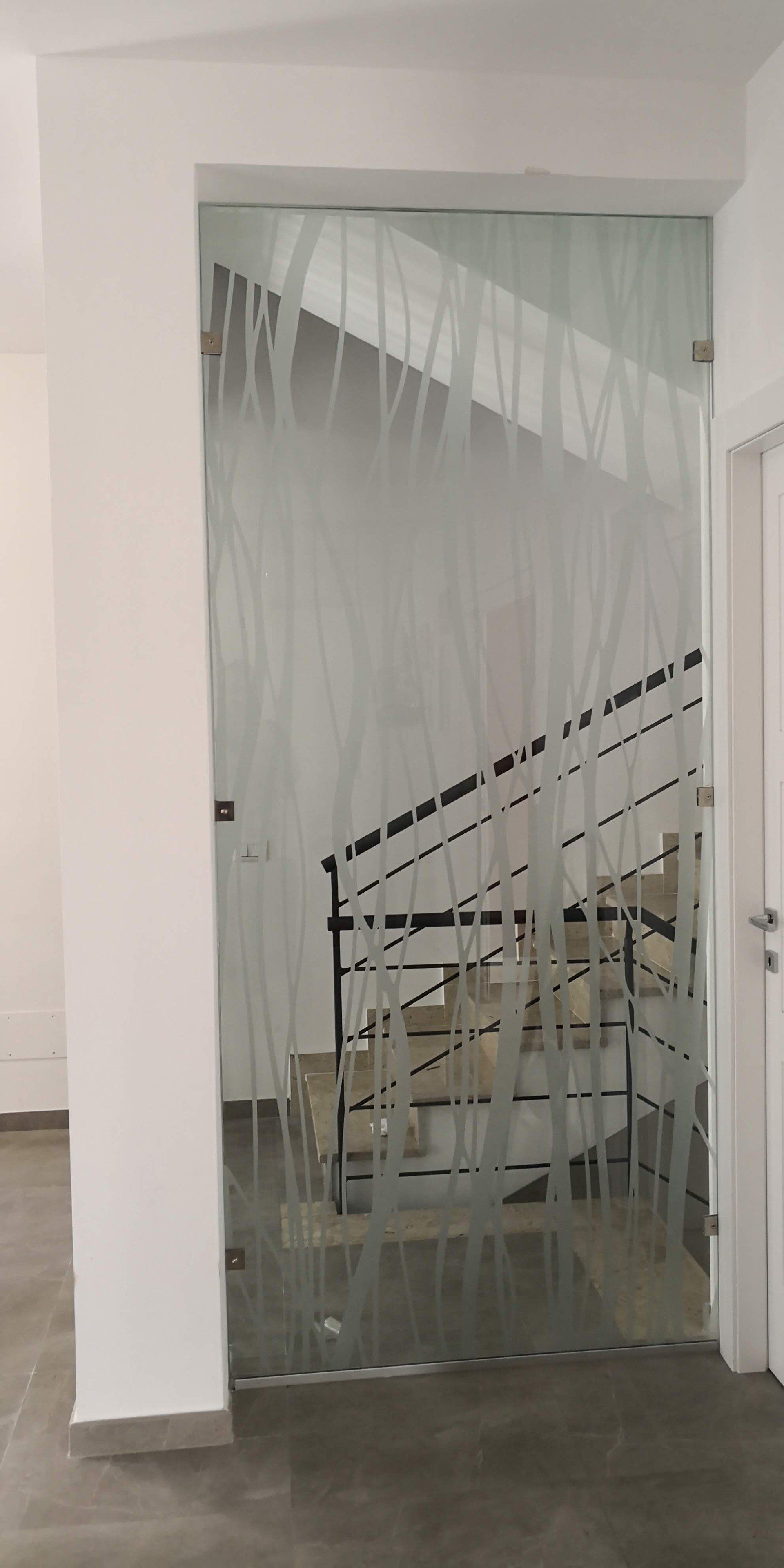 pannello divisorio in vetro decorato