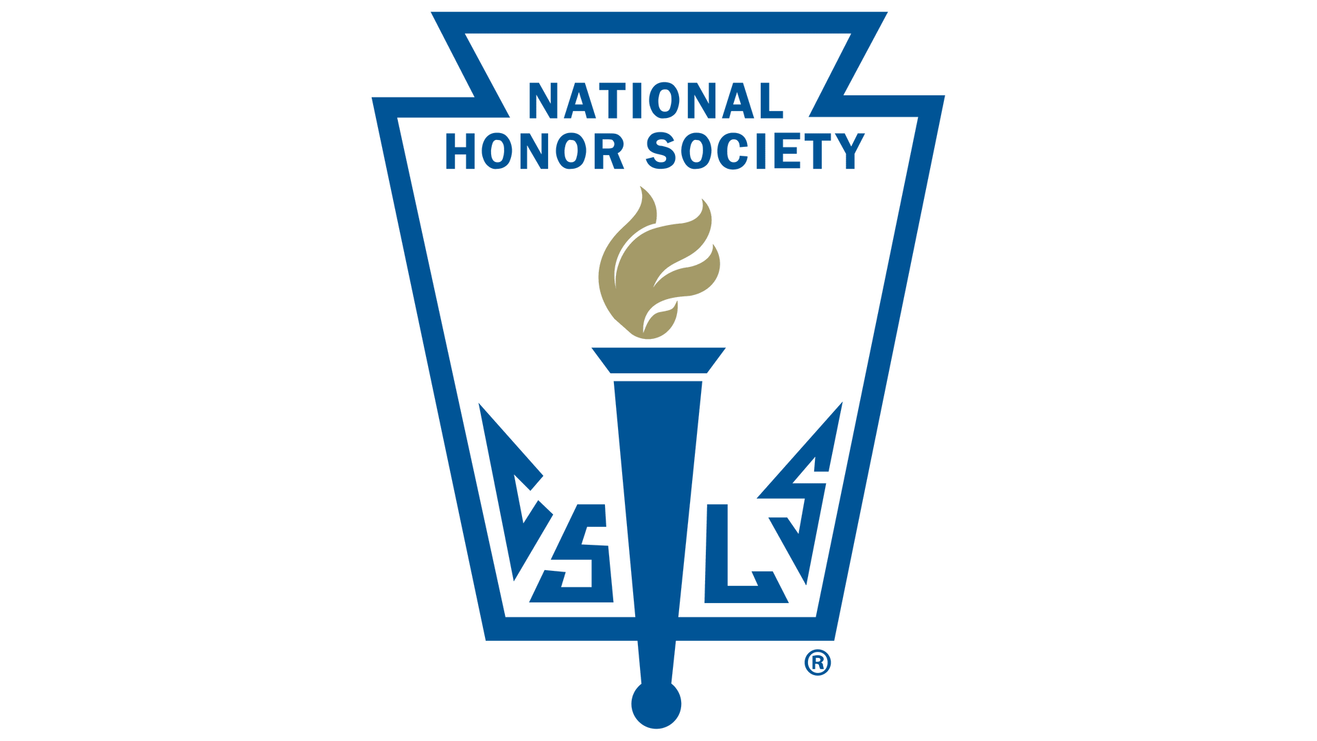 Blue National Honor Society logo with torch and flame.