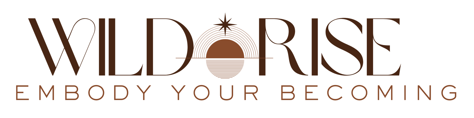 wild rise logo with the text: wild rise, embody your becoming