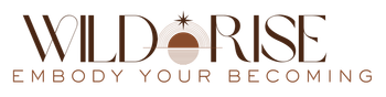 wild rise logo with the text: wild rise, embody your becoming