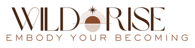 wild rise logo with the text: wild rise, embody your becoming