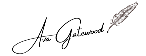 The signature of ava gatewood with a feather in the middle.