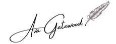 The signature of ava gatewood with a feather in the middle.