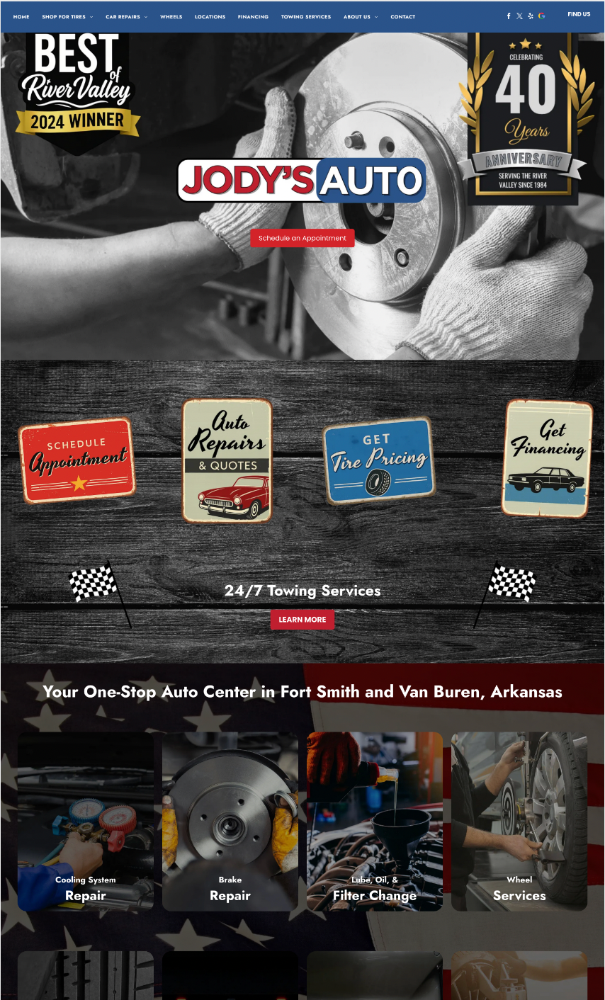 A screenshot of the website for jody 's auto.