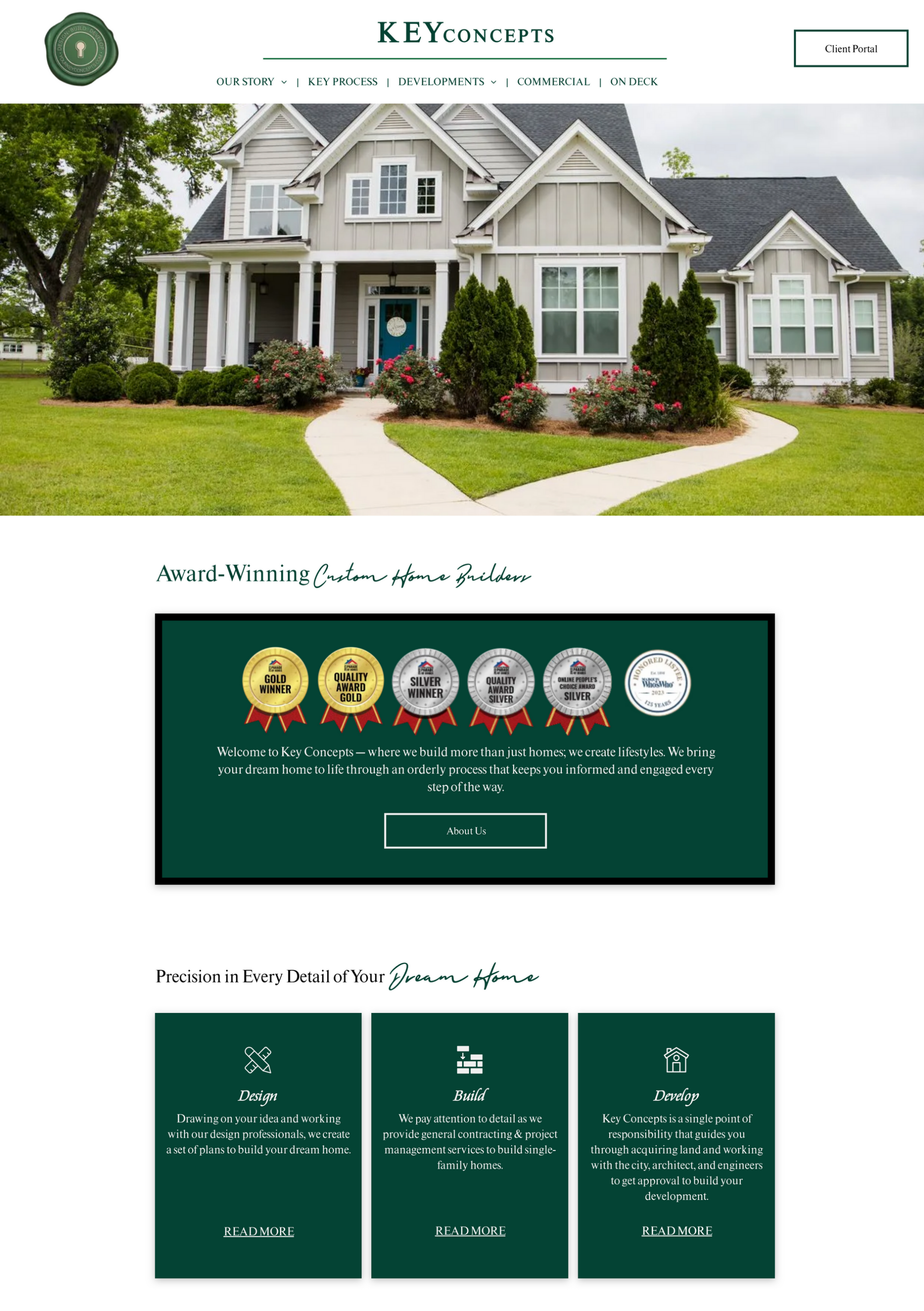 A website with a picture of a house on it