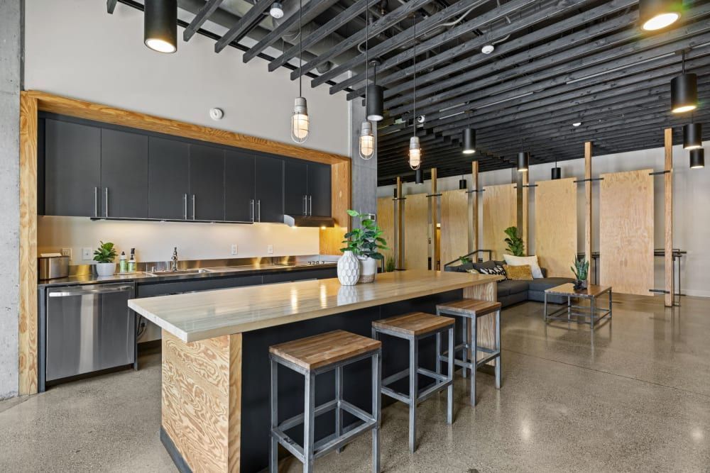 Community kitchen at Anthem on 12th in Seattle, WA.