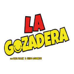 A yellow and red la gozadera logo on a white background