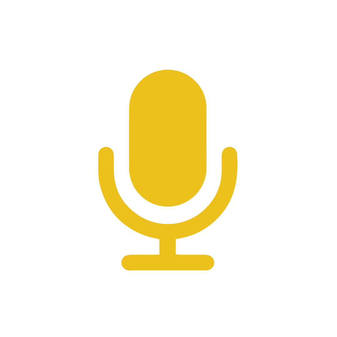 A yellow microphone icon on a white background.